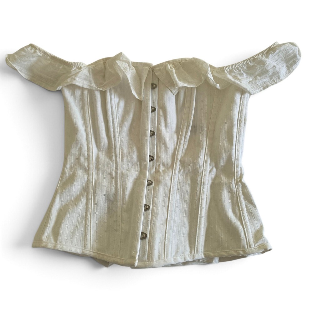 Corset Story Off White Shoulder Ruffle Steel Boned Corset  Women's UK14/US10 M/L